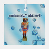 Duitse Notenkraker - Prettig Kerstfeest Glas Ornament (Achterkant)