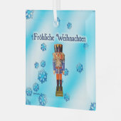 Duitse Nutkraker - Fröhliche Weihnachten Glas Ornament (Voorkant links)