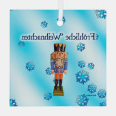 Duitse Nutkraker - Fröhliche Weihnachten Glas Ornament (Achterkant)