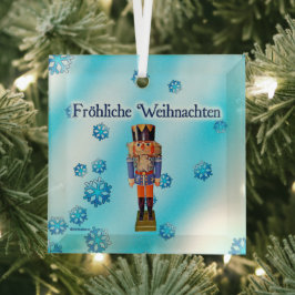 Duitse Nutkraker - Fröhliche Weihnachten Glas Ornament