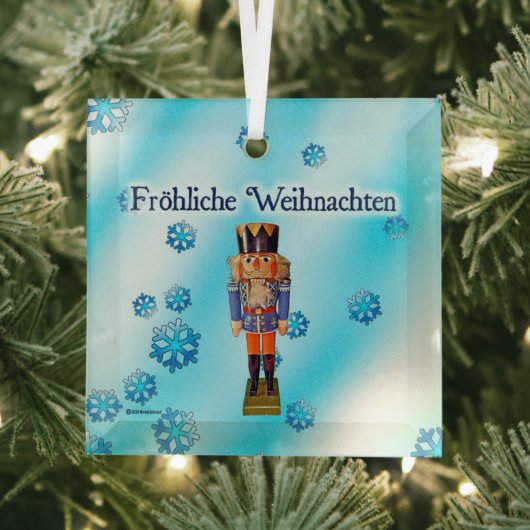 Duitse Nutkraker - Fröhliche Weihnachten Glas Ornament (Insitu)