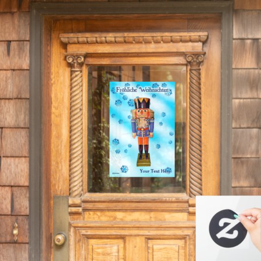 Duitse Nutkraker - Fröhliche Weihnachten Raamsticker (Huis Deur)