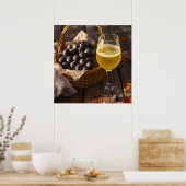 Duitse oogst: druiven in mand met Federweißer Poster (Keuken)