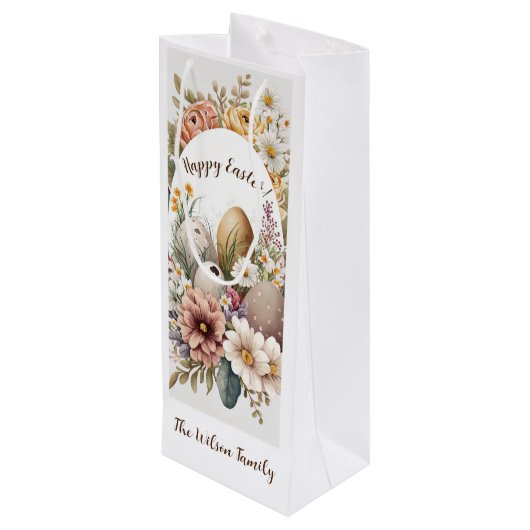 🌸 Duitse oosterse paasei Fiesta 🐣 Wijn Cadeautas (Achterkant Gekanteld)