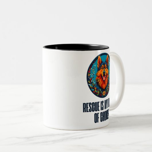 Duitse opvanghond tweekleurige koffiemok (Voorkant rechts)