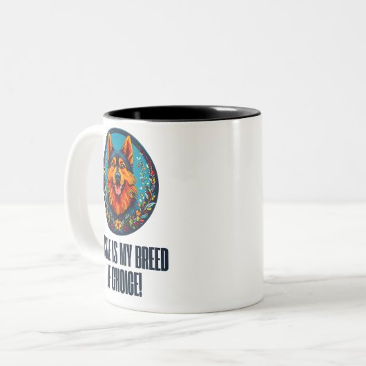 Duitse opvanghond tweekleurige koffiemok (Voorkant links)