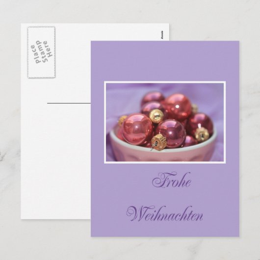 duitse ornamenten voor kerstmis lila & roze feestdagenkaart (Voorkant / Achterkant)