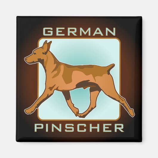 Duitse Pinscher Badge, vierkant Magneet (Voorkant)