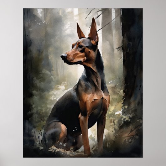 Duitse Pinscher Dog Art Print Poster (Voorkant)