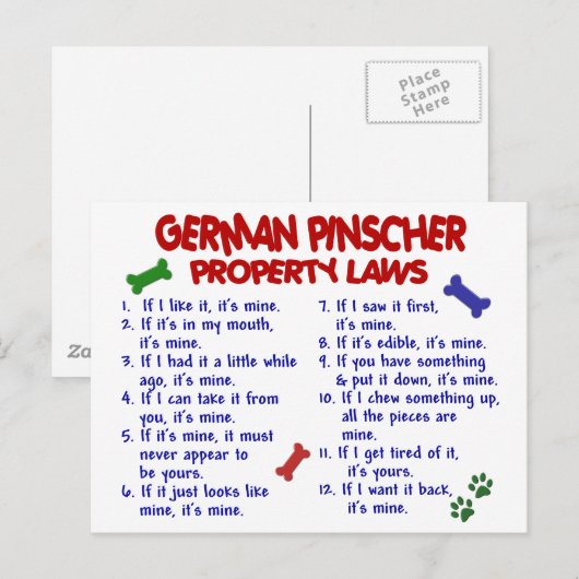 DUITSE PINSCHER Eigendomwetten 2 Briefkaart (Voorkant / Achterkant)