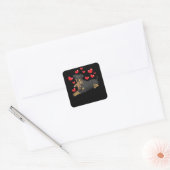 Duitse Pinscher Hond Met Gevulde Dier Vierkante Sticker (Envelop)
