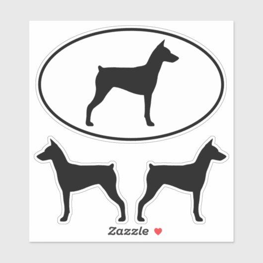 Duitse Pinscher Hondenras Silhouetten Sticker Set (Vel)