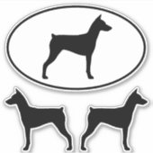 Duitse Pinscher Hondenras Silhouetten Sticker Set (Voorkant)