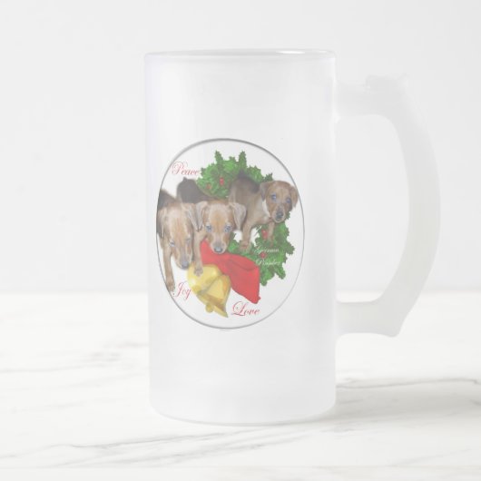 Duitse Pinscher-kerstcadeautjes Matglas Bierpul (Rechts)