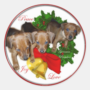 Duitse Pinscher-kerstcadeautjes Ronde Sticker