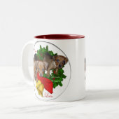 Duitse Pinscher-kerstcadeautjes Tweekleurige Koffiemok (Voorkant links)