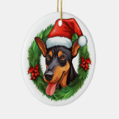 Duitse Pinscher Kerstkrans Keramisch Ornament (Rechts)