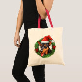 Duitse Pinscher Kerstkrans Tote Bag (Voorkant (product))