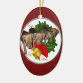 Duitse Pinscher Puppies kerstversiering Keramisch Ornament (Links)