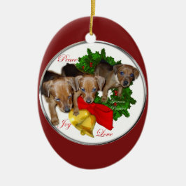 Duitse Pinscher Puppies kerstversiering Keramisch Ornament