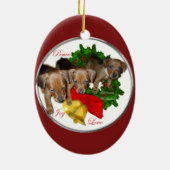 Duitse Pinscher Puppies kerstversiering Keramisch Ornament (Achterkant)