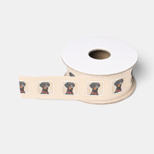 Duitse Pinscher Schilderij Originele Dier Kunst Grosgrain Lint