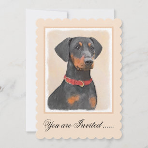 Duitse Pinscher Schilderij Originele Dier Kunst Kaart