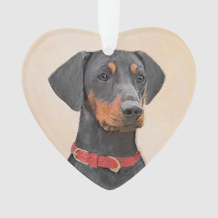 Duitse Pinscher Schilderij Originele Dier Kunst Ornament