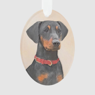 Duitse Pinscher Schilderij Originele Dier Kunst Ornament