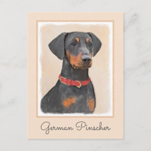 Duitse Pinscher Schilderij Originele Dierenkunst Briefkaart