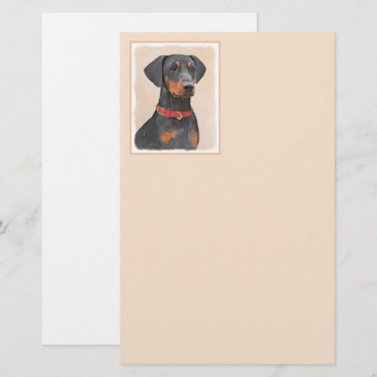 Duitse Pinscher Schilderij Originele Dierenkunst Briefpapier (Voorkant / Achterkant)