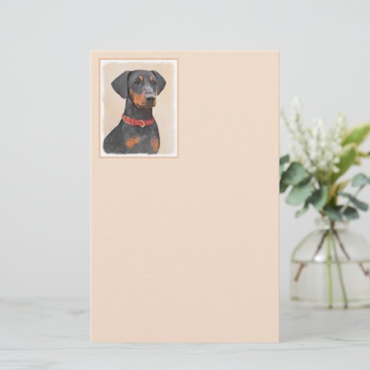 Duitse Pinscher Schilderij Originele Dierenkunst Briefpapier (Staand voorkant)