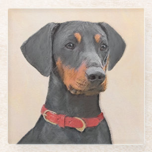 Duitse Pinscher Schilderij Originele Dierenkunst Glazen Onderzetter