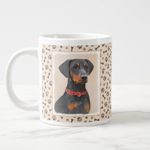 Duitse Pinscher Schilderij Originele Dierenkunst Grote Koffiekop