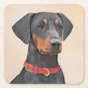 Duitse Pinscher Schilderij Originele Dierenkunst Kartonnen Onderzetters