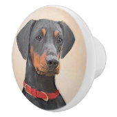 Duitse Pinscher Schilderij Originele Dierenkunst Keramische Knop (Rechts)