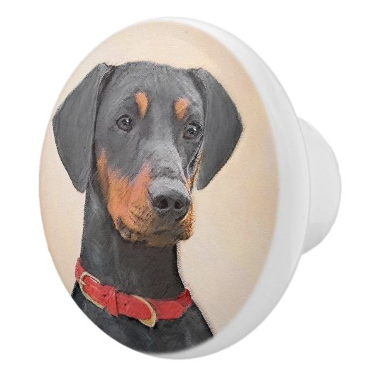 Duitse Pinscher Schilderij Originele Dierenkunst Keramische Knop (Rechts)