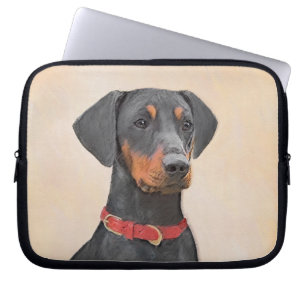 Duitse Pinscher Schilderij Originele Dierenkunst Laptop Sleeve