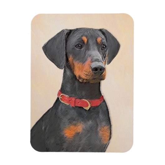 Duitse Pinscher Schilderij Originele Dierenkunst Magneet (Verticaal)