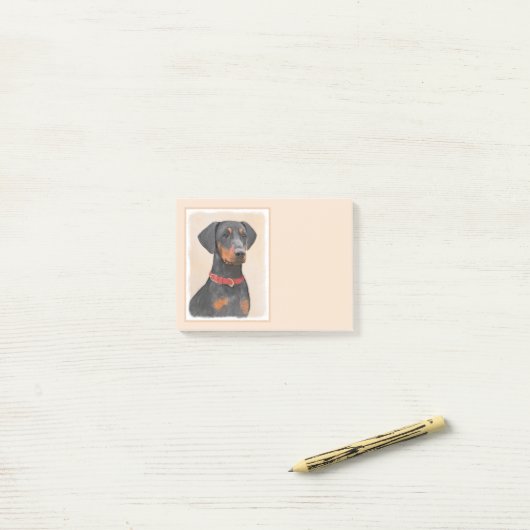 Duitse Pinscher Schilderij Originele Dierenkunst Post-it® Notes (Op bureau)