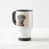 Duitse Pinscher Schilderij Originele Dierenkunst Reisbeker (Voorkant links)