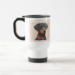 Duitse Pinscher Schilderij Originele Dierenkunst Reisbeker