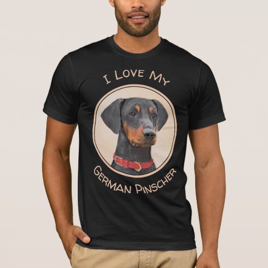Duitse Pinscher Schilderij Originele Dierenkunst T-shirt (Voorkant)