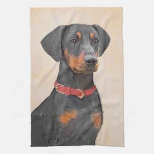 Duitse Pinscher Schilderij Originele Dierenkunst Theedoek