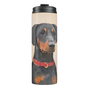 Duitse Pinscher Schilderij Originele Dierenkunst Thermosbeker