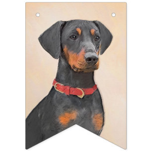Duitse Pinscher Schilderij Originele Dierenkunst Vlaggetjes