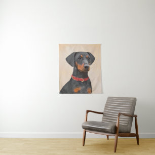 Duitse Pinscher Schilderij Originele Dierenkunst Wandkleed