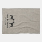 Duitse Pinscher Silhouetten met Hart Theedoek (Horizontaal)