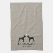 Duitse Pinscher Silhouetten met Hart Theedoek (Verticaal)
