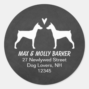 Duitse Pinscher Silhouetten Retouradres Ronde Sticker